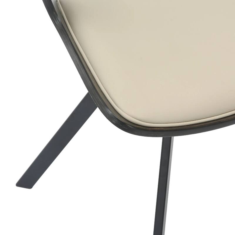 Nymia Upholstered Dining Chair with Saddle Seat - Velvet or Leather Accent Chair with Open Back and Iron Legs Set of 2