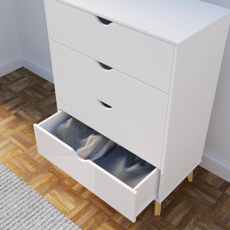 Mid Century Modern Tall 4-Drawer Dresser