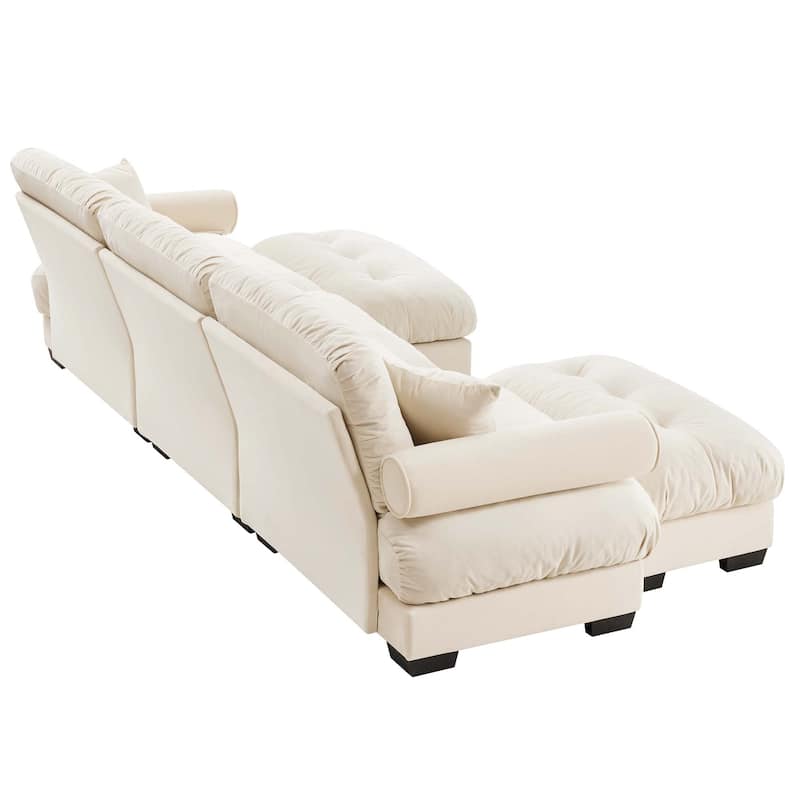 U-Shape 3 Deep Seat Modular Sofa Couch with 2 Movable Ottomans