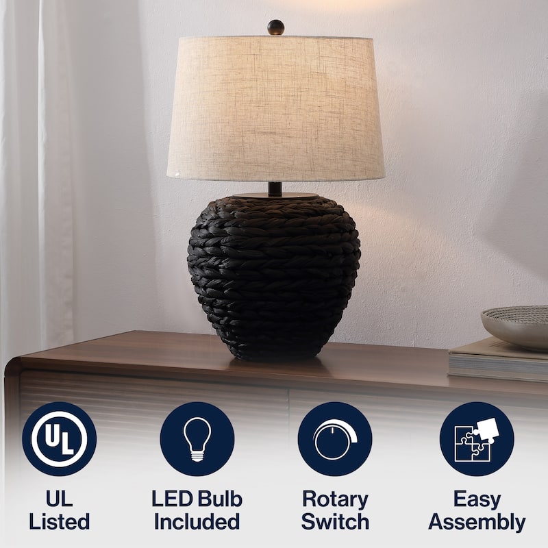 Elicia 24.5" Banana Leaf Basket LED Table Lamp, by JONATHAN Y