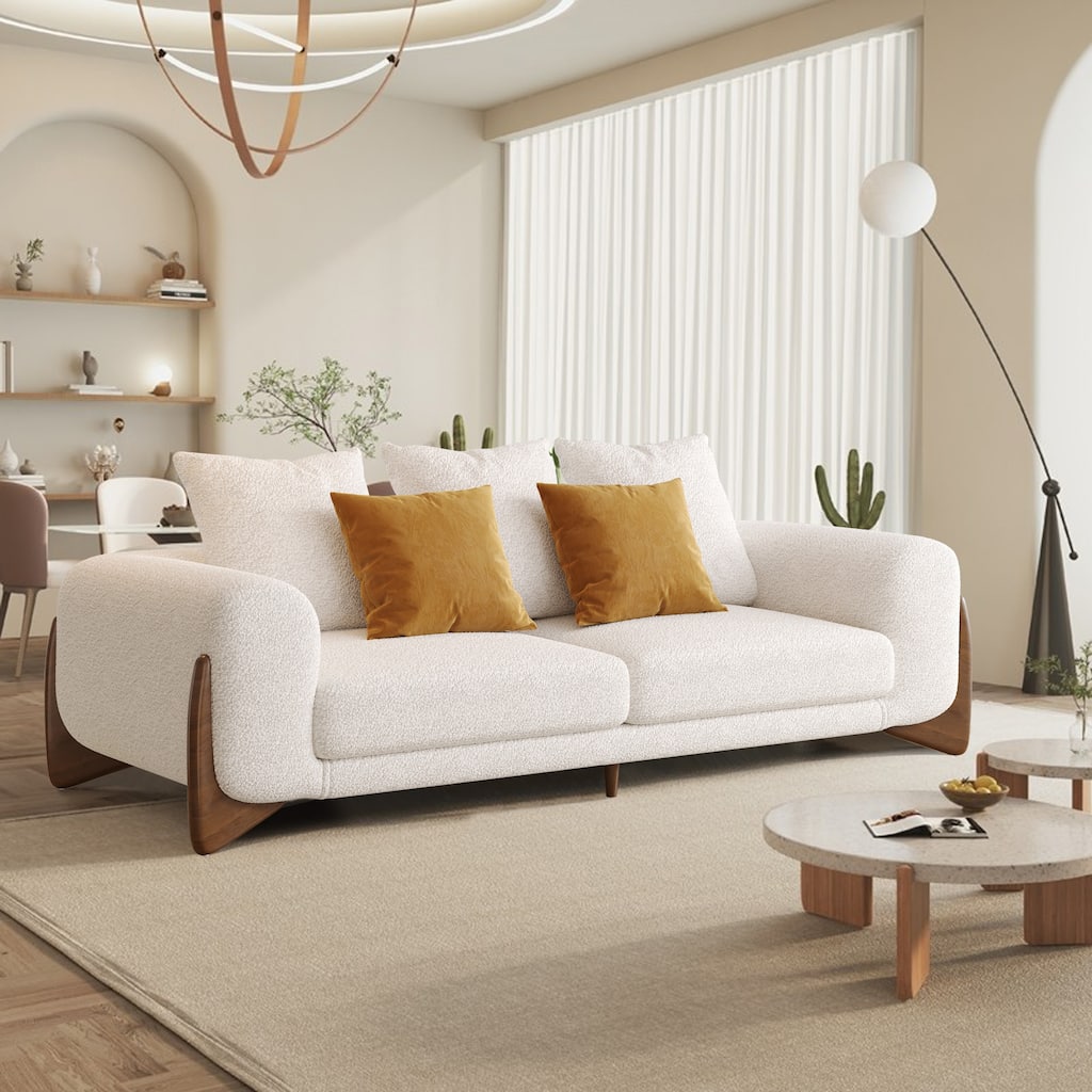 JASIWAY 89 in 3-Seat Modern Sofa Couch with Solid Wood Frame