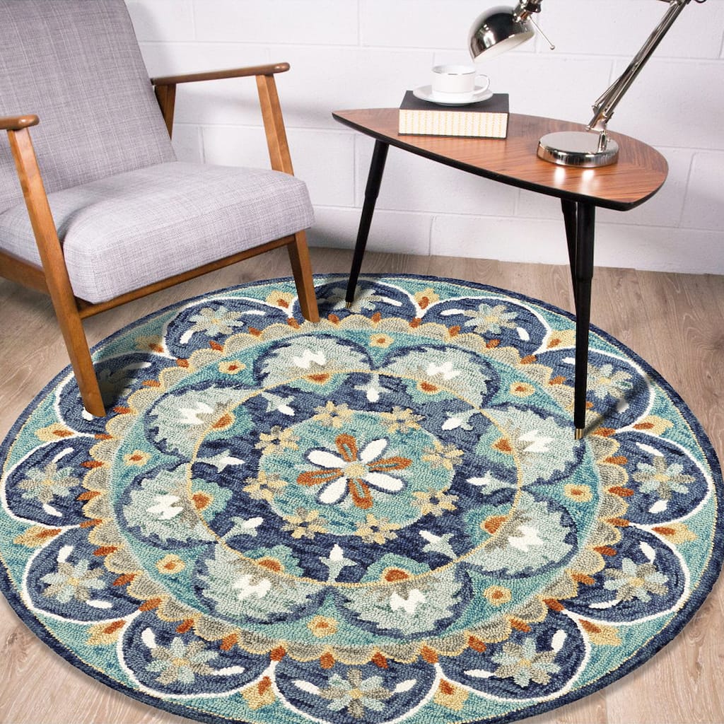 Sevita Hand Tufted Teal/ Blue Wool Rug