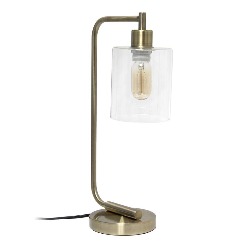 Antique Style Industrial Iron Lantern Desk Lamp with Glass Shade