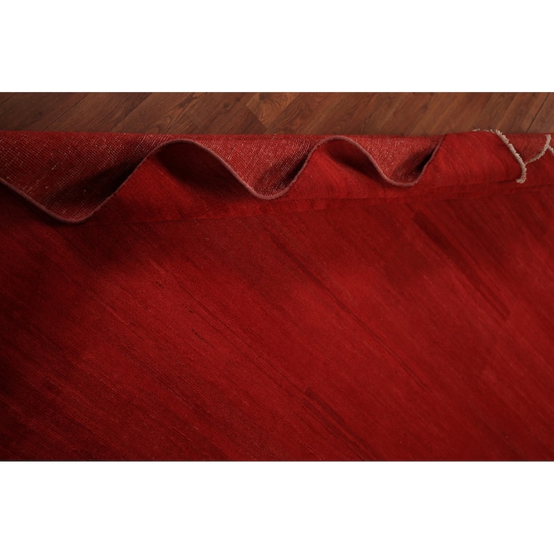 Red Modern Gabbeh Oriental Area Rug Handmade Wool Carpet - 6'8" x 9'9"