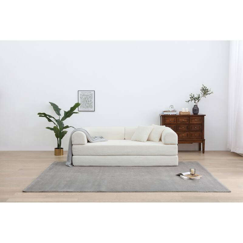 Convertible Sleeper Sofa Bed, Corduroy Folding Couch with Pillow