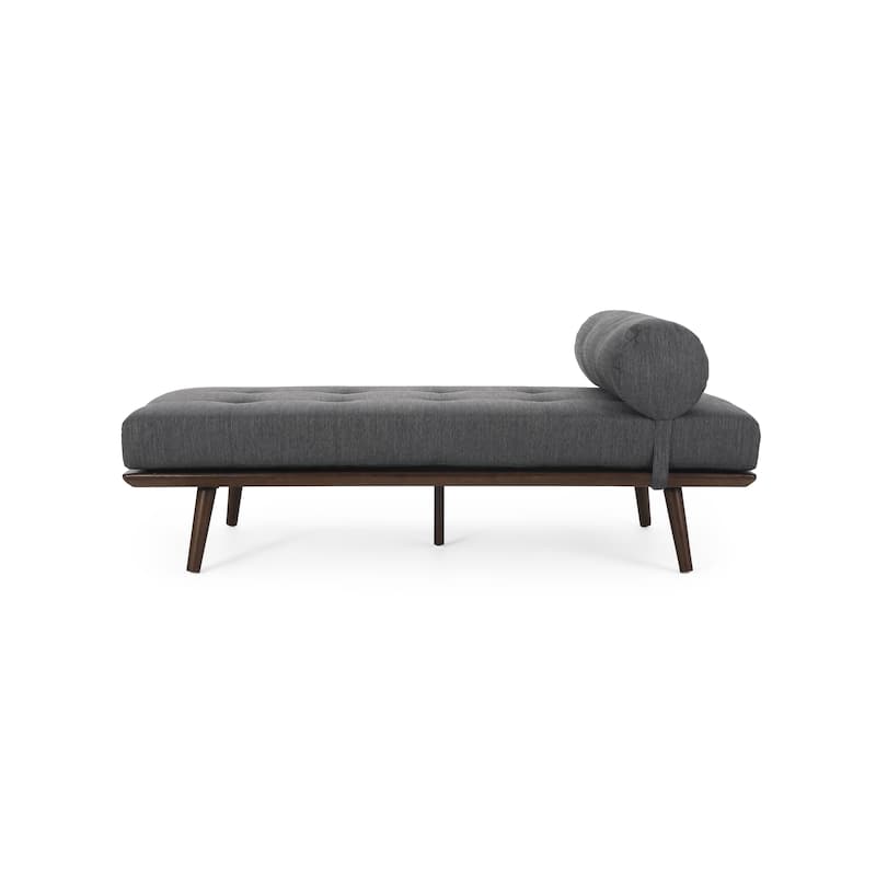 Charcoal 64" Tufted Chaise Lounge Chair with Wood Frame