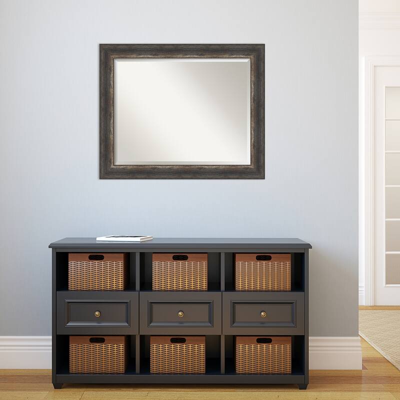 Beveled Wall Mirror - Bark Rustic Char Frame