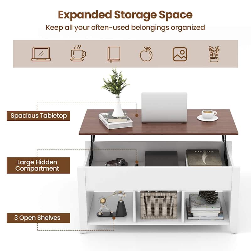 Costway Lift Top Coffee Table w/ Hidden Compartment and Storage