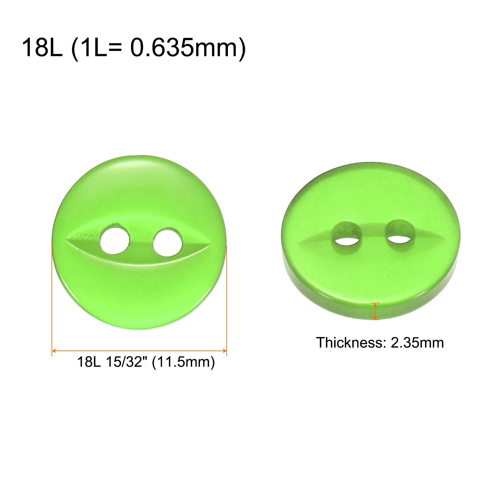 Round Sewing Buttons Resin 2-Hole Fish Eye Craft Replacement Button for Craft Pants Dress Skirt Clothing Fastener Buttons