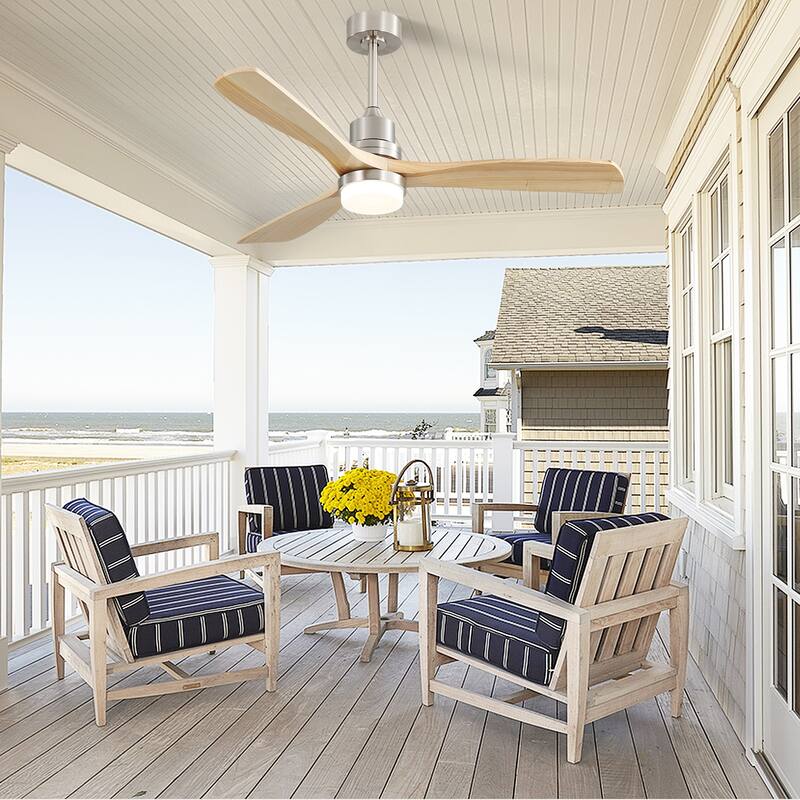 Sofucor 52 Inch Ceiling Fan with Light and Remote,Smart Optional,Quiet DC Motor for Bedroom Living Room Farmhouse Patio Porch