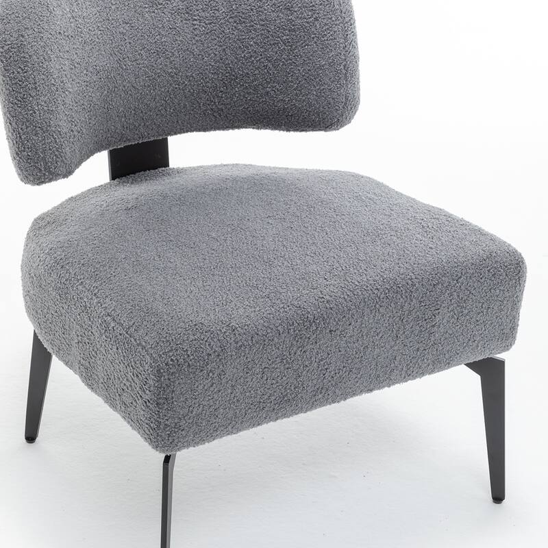 SEYNAR Modern Armless Faux Sherpa Accent Chair with Metal Legs Set of 2