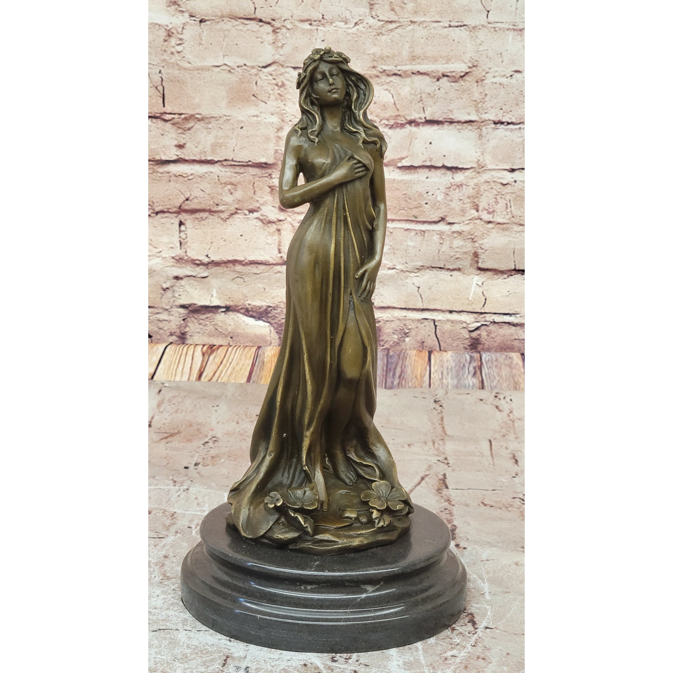 専用　bronze sculpture Aldo Vitaleh Bronze Maiden Statue, Lost-wax Casting, Brown Patina