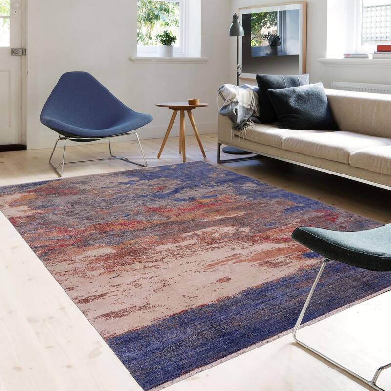 Eclectic Ziegler Jeremy Blue Grey Bamboo Silk Rug - 8'11'' x 12'0''
