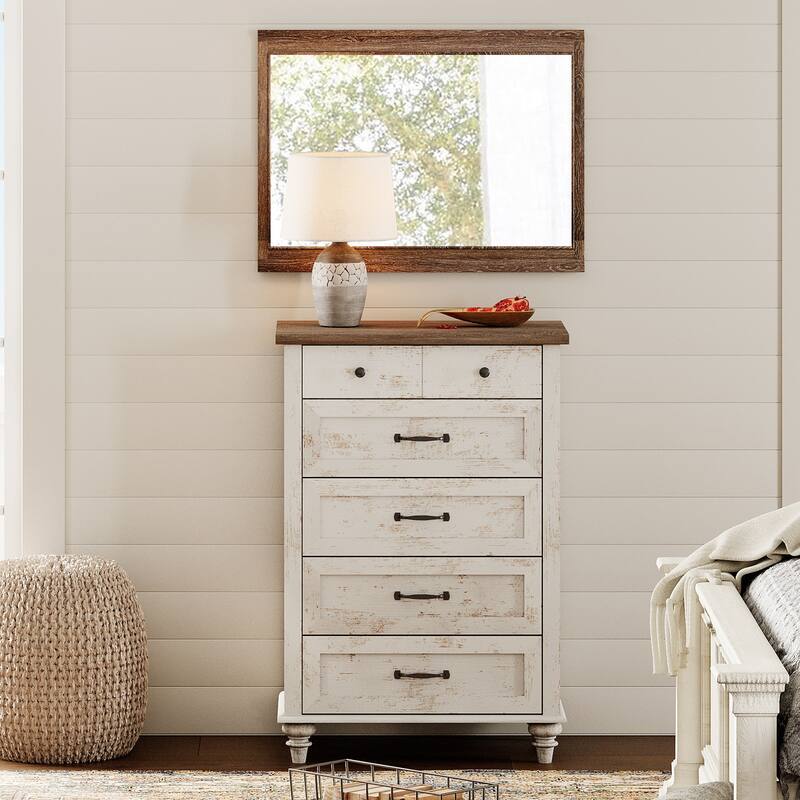 Wood Kid Dresser with 5 Drawers, Farmhouse Baby Dressers for Kids Room