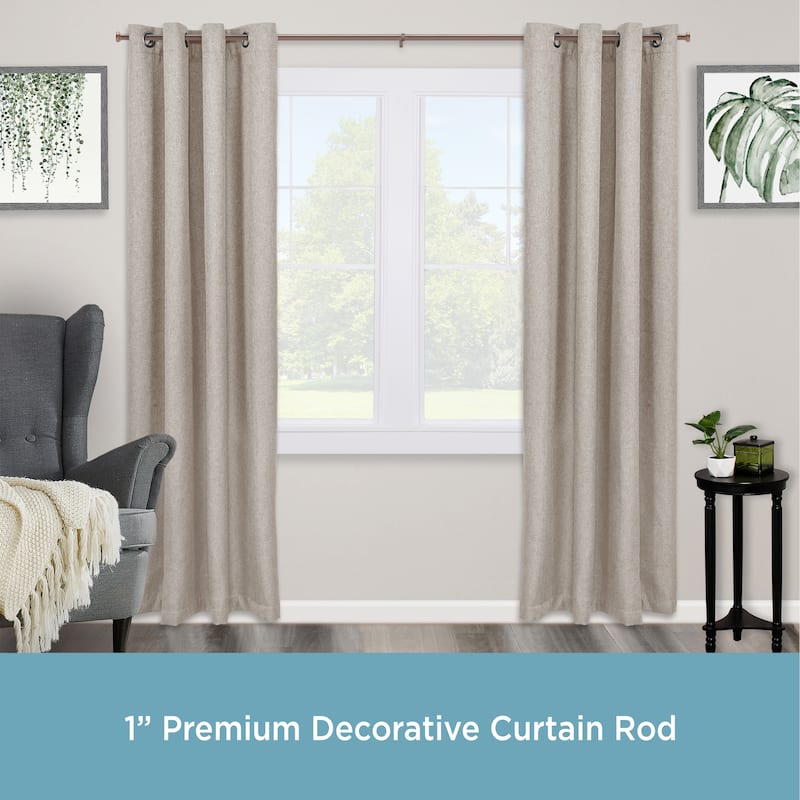 Kenney® Weaver 1" Premium Decorative Window Curtain Rod, 28-48", Black