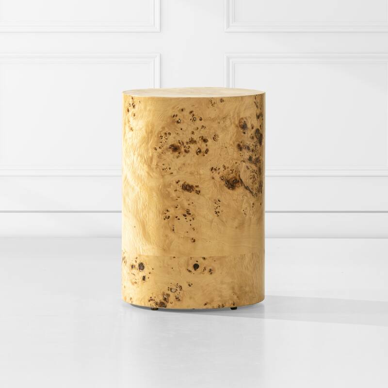 Nebula 22" Burl Wood Round Pillar Accent Side Table