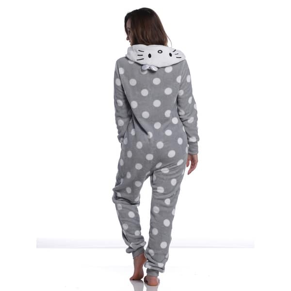 Shop Hello Kitty Women S Plush Hoodie One Piece Jumper Grey