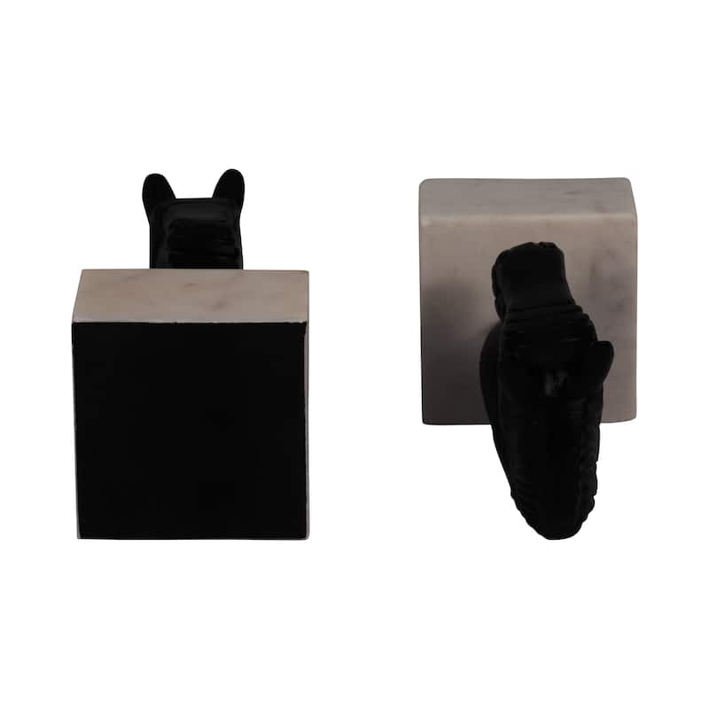 Sagebrook Home Bookends Metal & Marble Sculpted Horse Head Design 3x3x7" Black/White Modern Decor Black White Marble