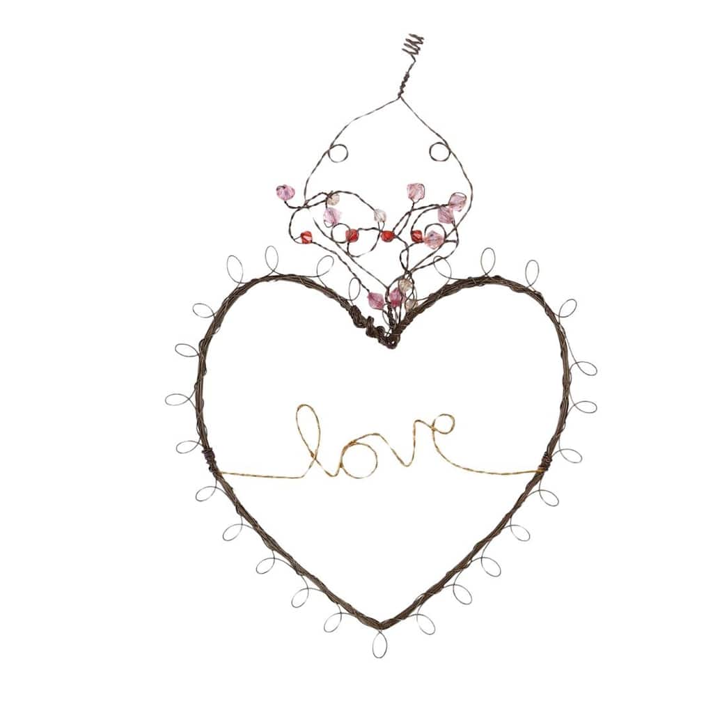 Transpac Wire Love Heart w/Antiqued Pearls Home Decorations Valentines
