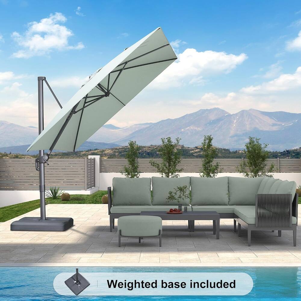 PURPLE LEAF Stylish UV50+ Fade Resistant Patio Cantilever Umbrella With Base