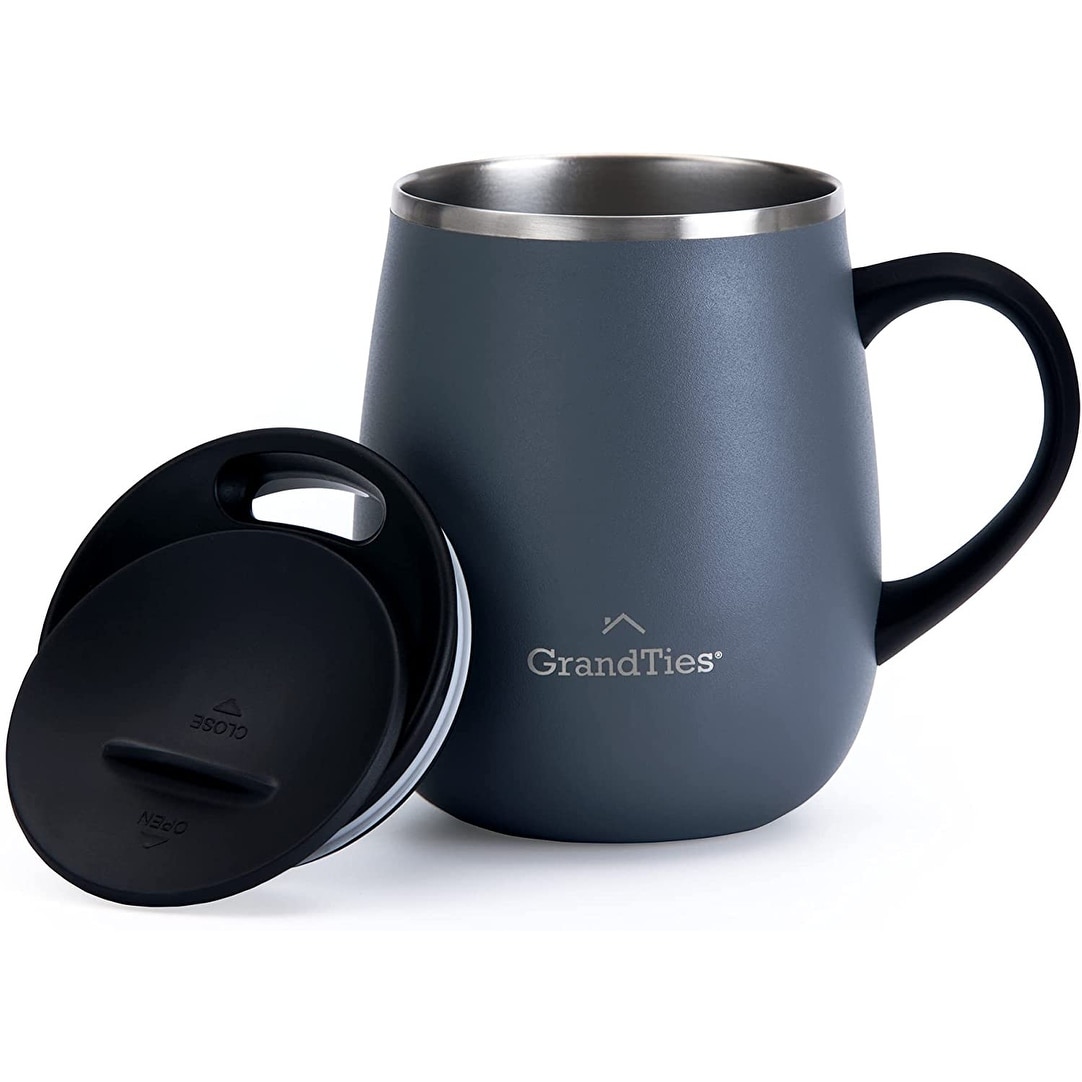 Grandties 16 oz Wine-Glass Shape Insulated Coffee Mug with Handle - Stone  Grey - On Sale - Bed Bath & Beyond - 35373665