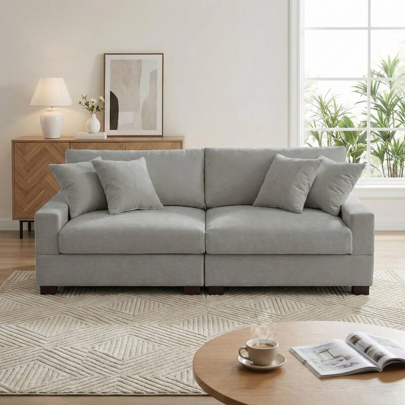 Modern Upholstered Chenille Modular Sectional Sofa with Pillow