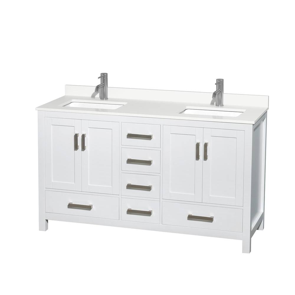 Sheffield 60-inch Double Vanity, Single Hole Quartz Top