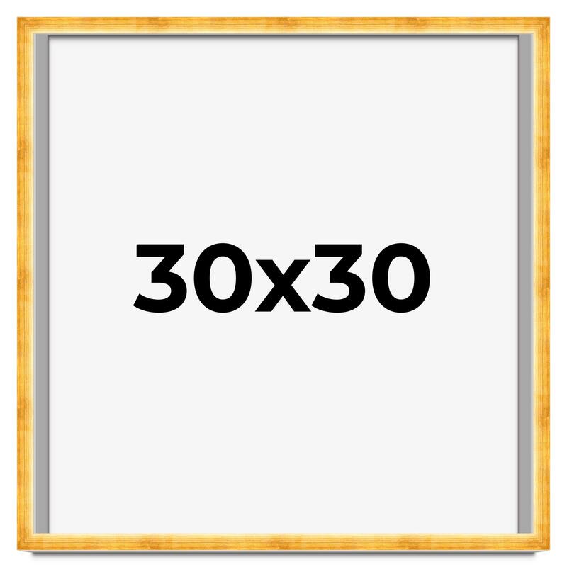 30x30 Shadow Box Frame Gold | 1.625 Inches Deep Real Wood Traditional