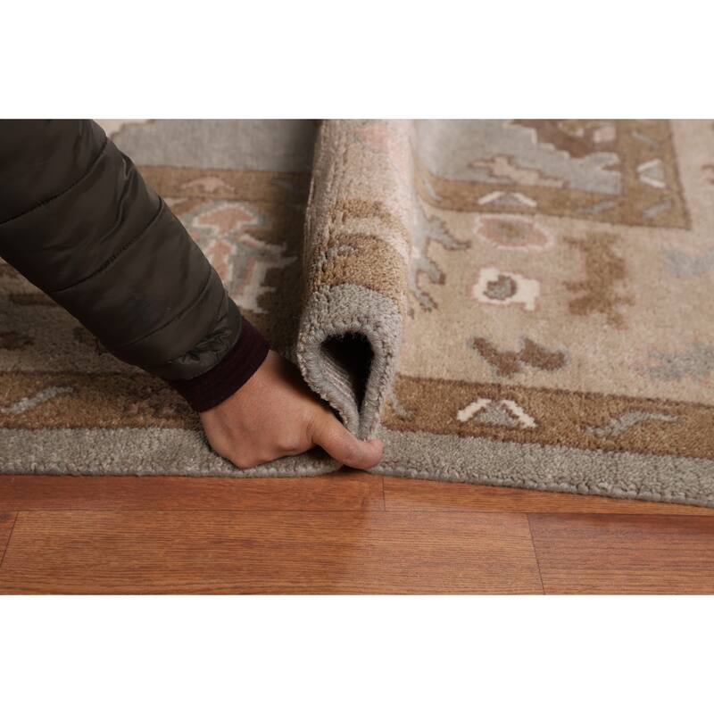 Gray Oushak Indian Area Rug Handmade Wool Carpet - 8'9"x 11'7"