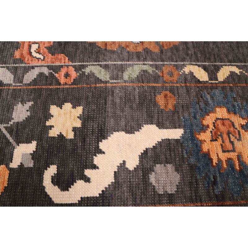 ECARPETGALLERY Hand-knotted Modern Oushak Charcoal Wool Rug - 8'0 x 9'11