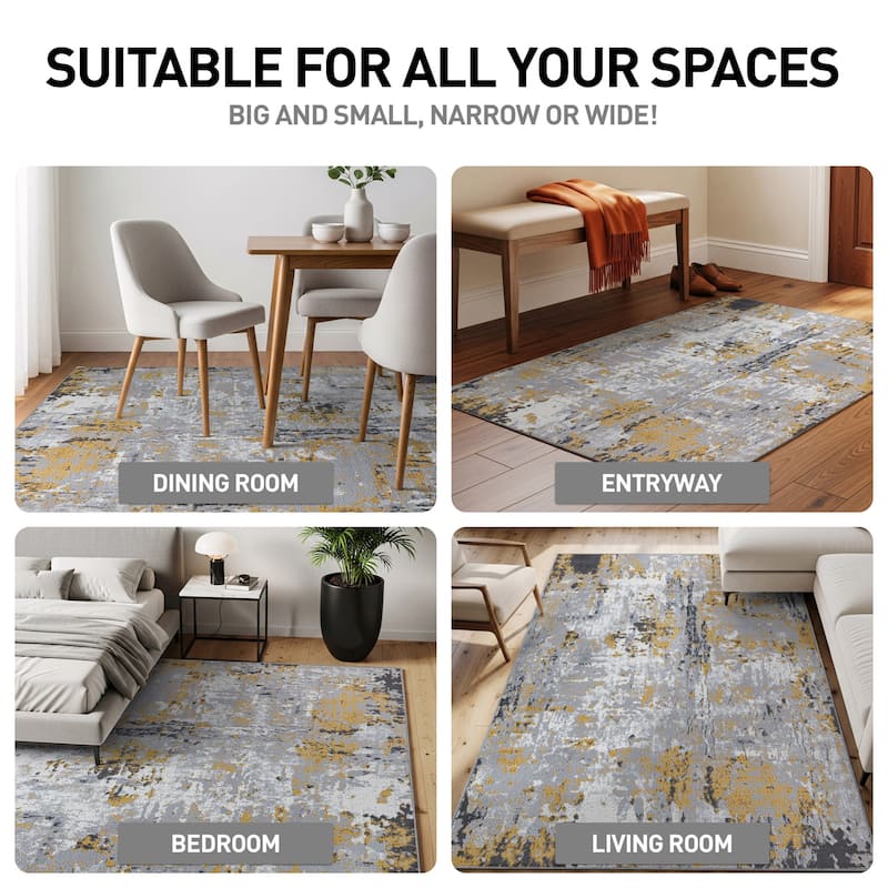 World Rug Gallery Distressed Modern Abstract Area Rug