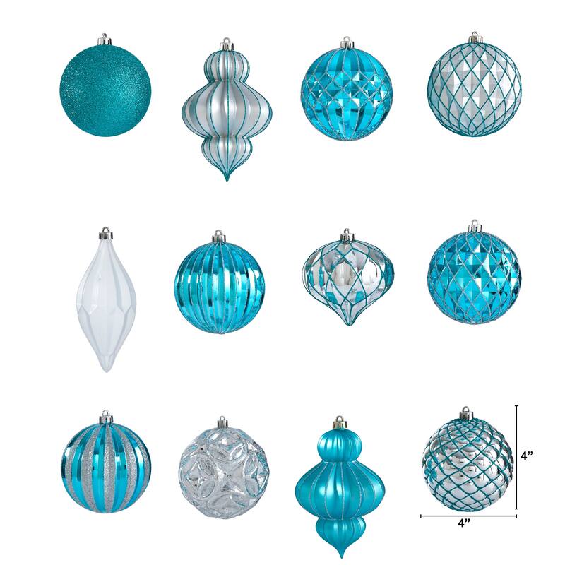 Holiday Lux Shatterproof, 12 Count Christmas Tree Ornament Set, 100mm