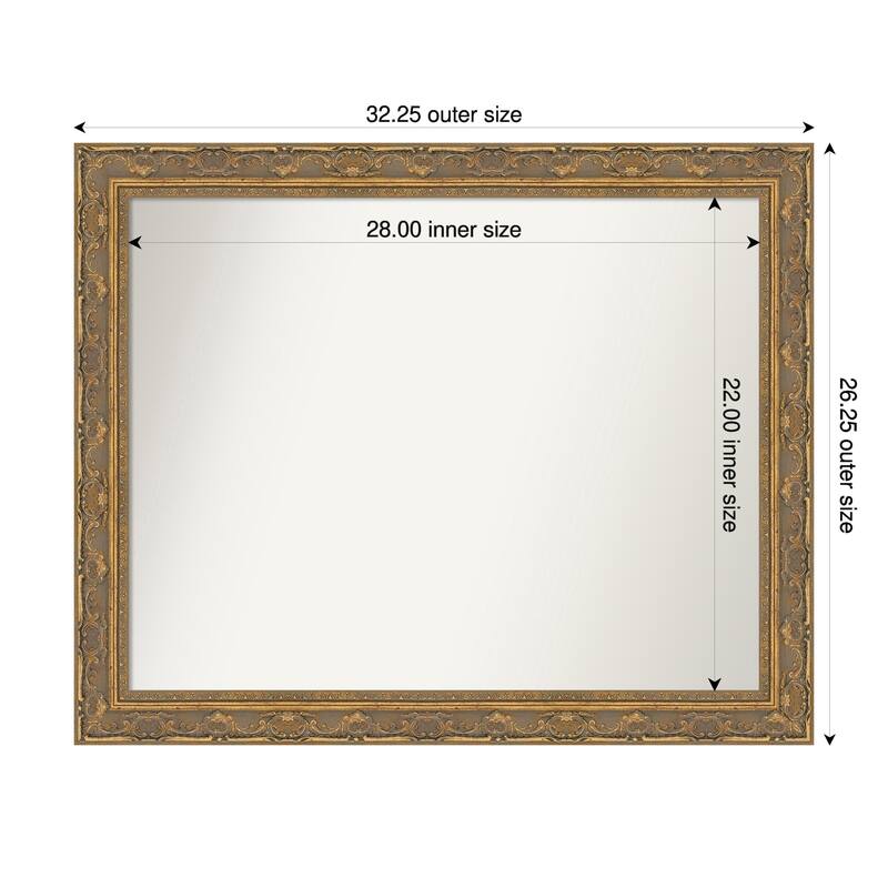 Filigree Non-Beveled Framed Wall Mirror - 32 x 26 in - Filigree Gold