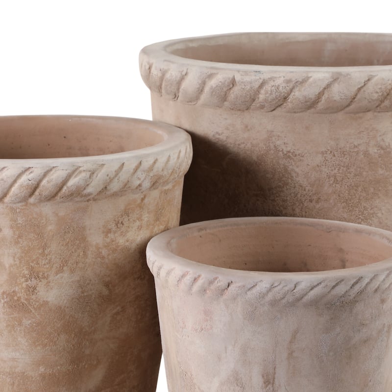 Handcrafted Pottery Clay Planter Set of 3 - Modern Decorative Versatile Design - 15" x 15" x 15"