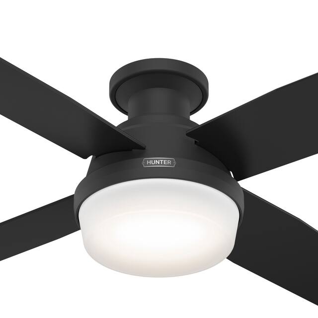 Hunter 52" Dempsey Flush Mount Ceiling Fan w/ LED Light Kit and Handheld Remote