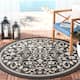 SAFAVIEH Courtyard Clarine Indoor/ Outdoor Waterproof Patio Backyard Rug - 5'3" x 5'3" Round - Black/Sand