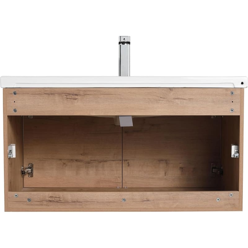 Blossom 36" Wall-Mounted Bathroom Vanity with Ceramic Sink, Soft-Close
