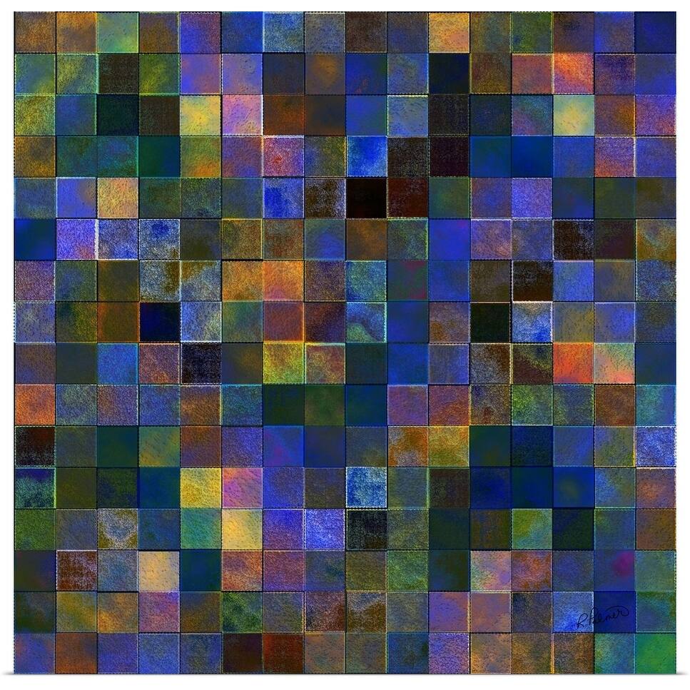 "Mottled Cubes Dark" Poster Print