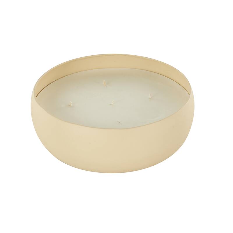 Beige, Black or Cream Metal Scented Textured 63oz 5 Wick Decorative Candle with White Wax