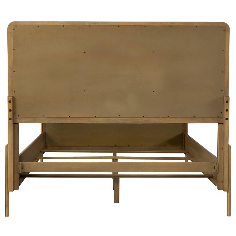 Arini Coastal Wood Panel Bed with Rattan Headboard and Footboard