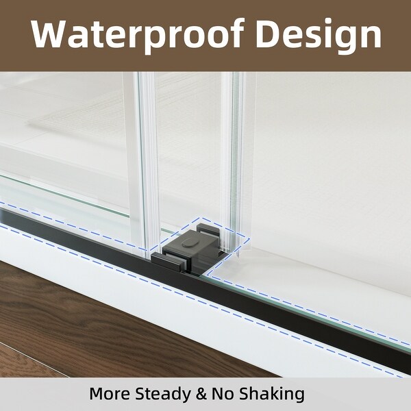 59''x72'' Frameless Double Sliding Bathroom Shower Door, 8mm Thick