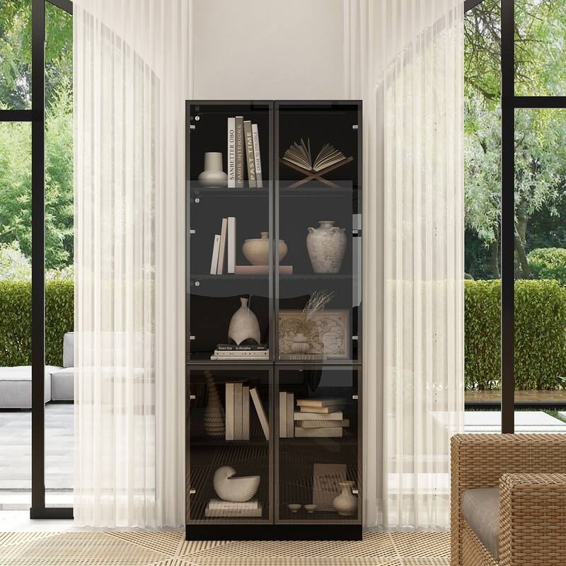 Tall Modular Display Storage Cabinet Bookcase w/Light Home Office