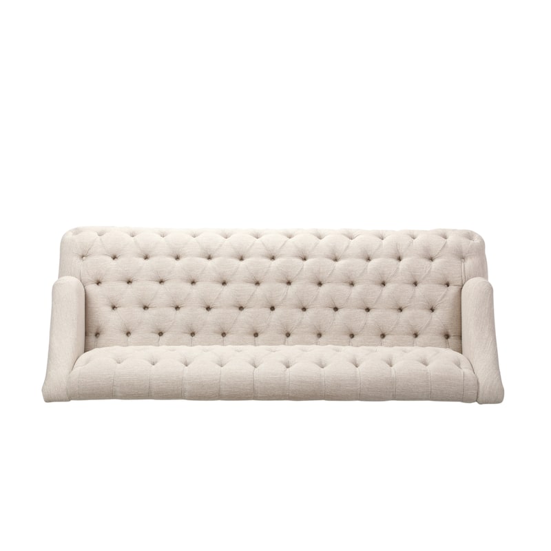 Modern 73.25" Button Tufted 3-seater Sofa with Birch Wood Legs for Living Room