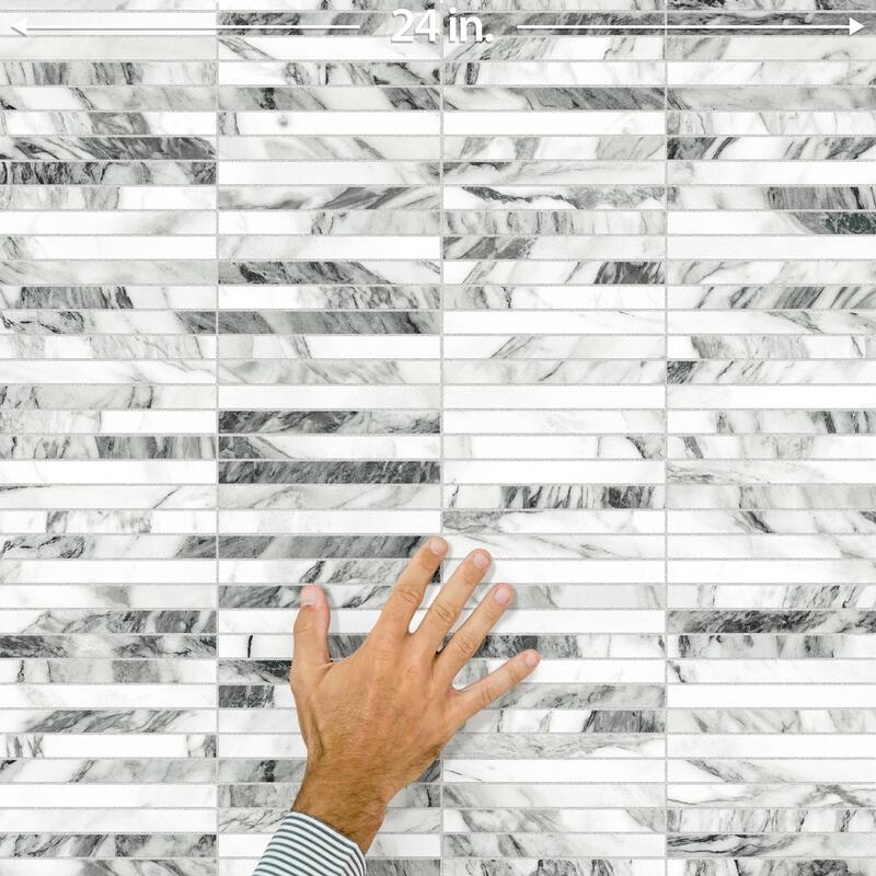 Merola Tile Touche Brick Stacked Zebre 11-3/4" x 11-3/4" Porcelain Mosaic Floor and Wall Tile - (1 Tile)