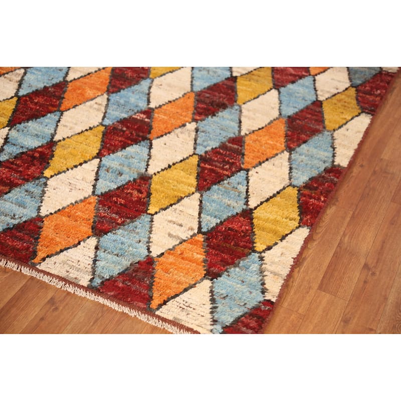 Trellis Moroccan Oriental Area Rug Hand-Knotted Tribal Wool Carpet - 6'9" x 9'5"