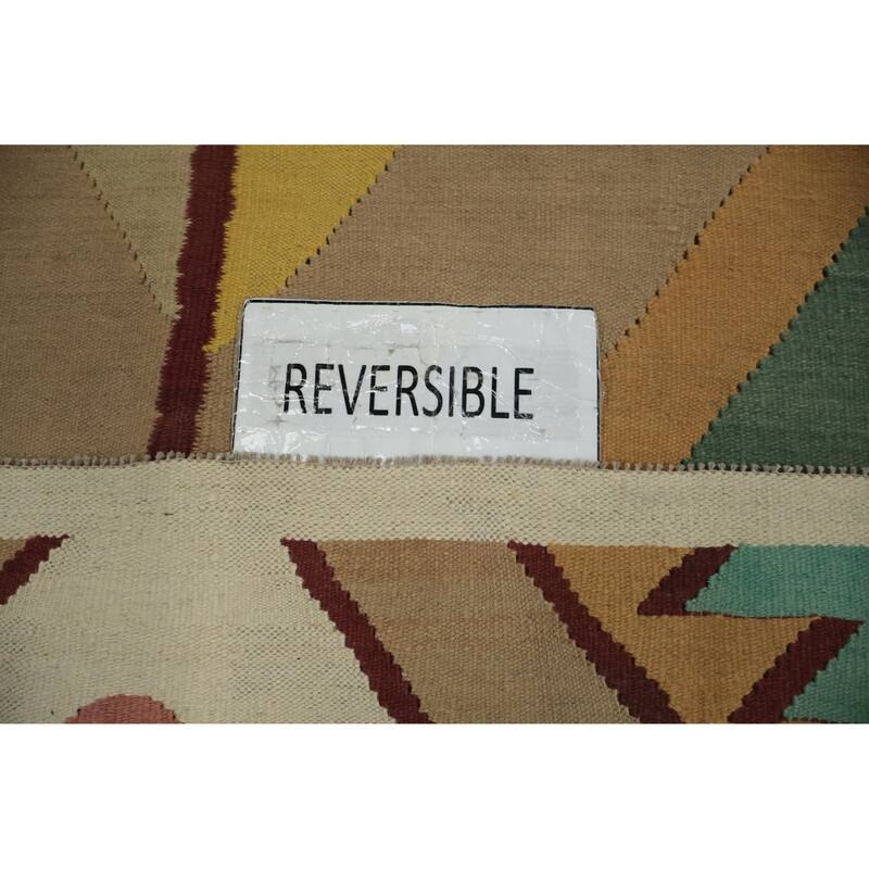 Hand Woven Oriental 100% Wool Carpet Southwestern Tribal Multi-Colored Kilim Area Rug - 8' 8'' X 6' 0''