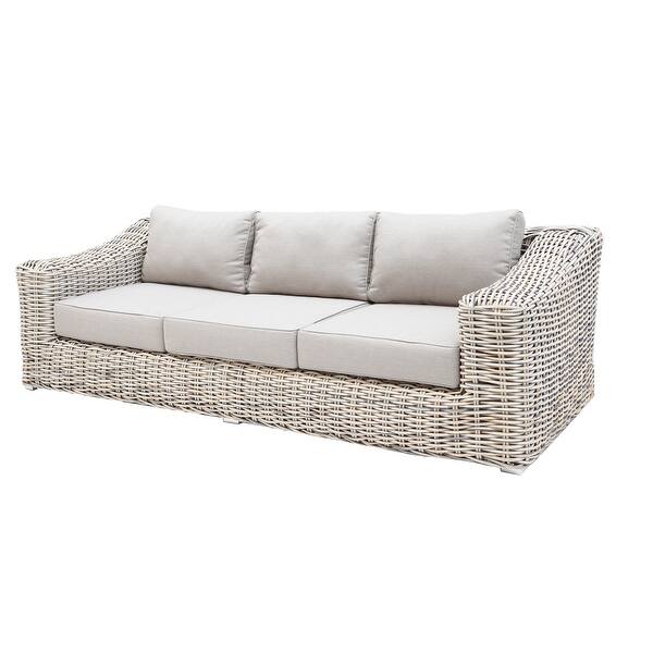 Teva Patio Furniture Hawaii ThreeTone Wicker Gray/Off White/Beige Sofa