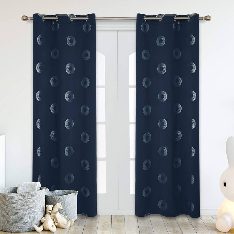 Concentric Circles Pattern Room Darkening Curtain 2 Panels