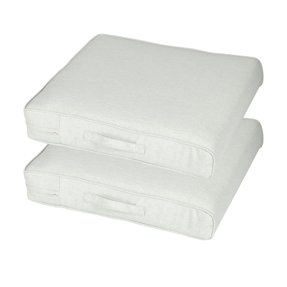 Aoodor Patio Chair Cushions Set of 2, Water Resistant Outdoor Seat Cushions with Handle and Ties, Square Corner Cushions