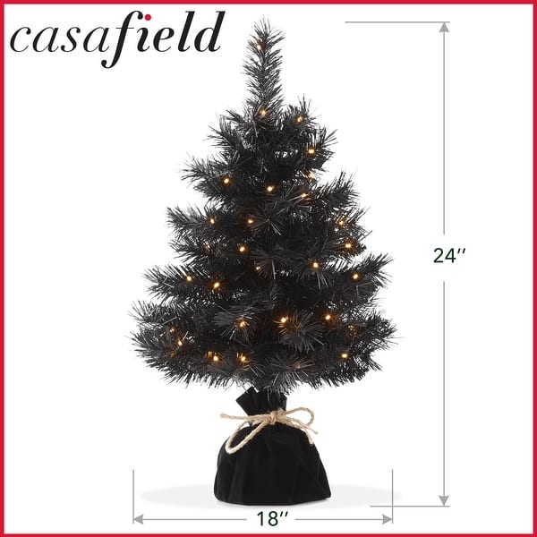 dimension image slide 2 of 5, 2ft PreLit Artificial Mini Tabletop Christmas Tree with Cloth Base